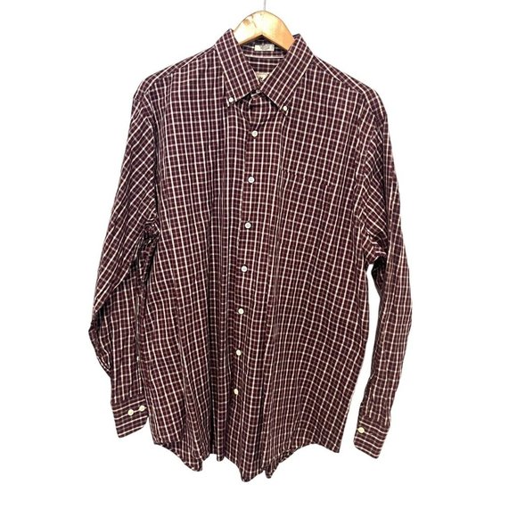 Peter Millar Shirt Mens XL Cranberry Gray Plaid Button Down Long Sleeve Casual - Picture 8 of 8